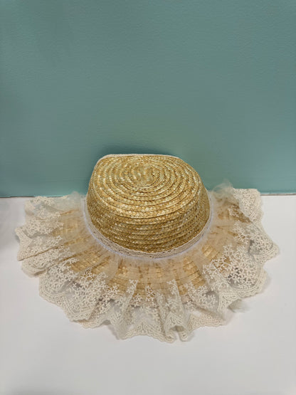 KIDS FORDABLE STRAW LACE VISOR