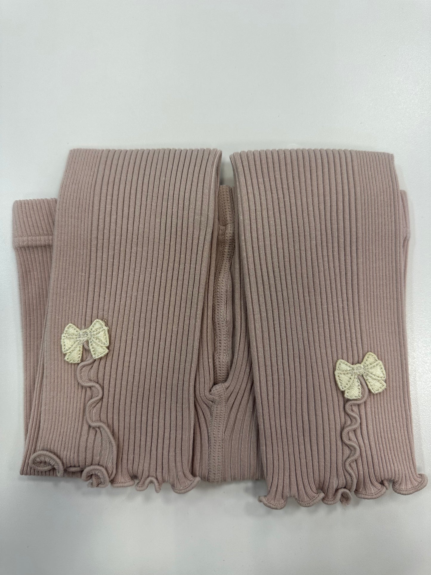 Baby Girl Ribbon Ribbed Leggings (4Colors)