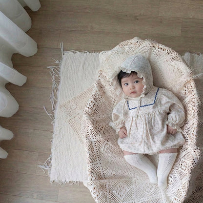 BABY FLORAL LONG SLEEVE ROMPER WITH HAT