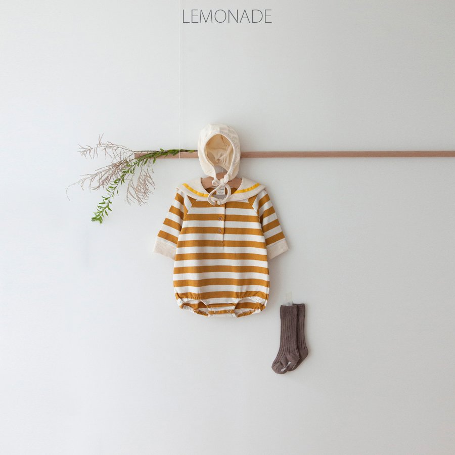BABY STRIPED LONG SLEEVE ROMPER WITH HAT