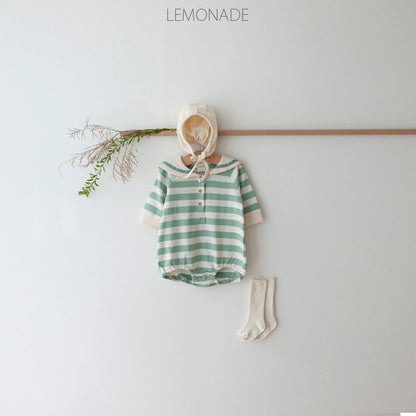 BABY STRIPED LONG SLEEVE ROMPER WITH HAT