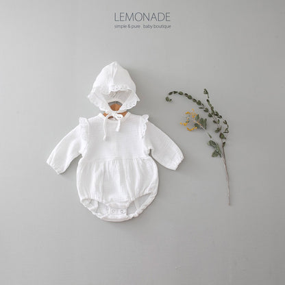 BABY LACE LONG SLEEVE ROMPER WITH HAT