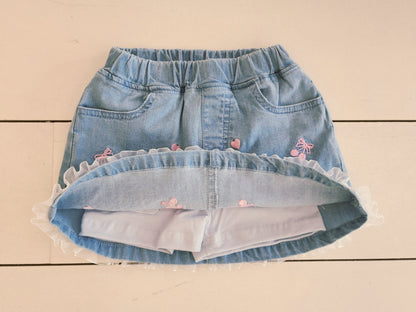 GIRLS EMBROIDERED LOVELY DENIM SKIRT