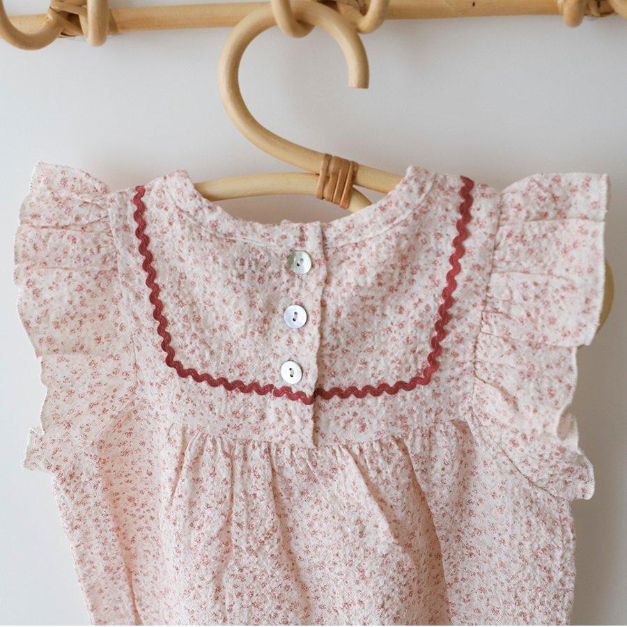BABY FLORAL SHORT SLEEVE ROMPER WITH HAT
