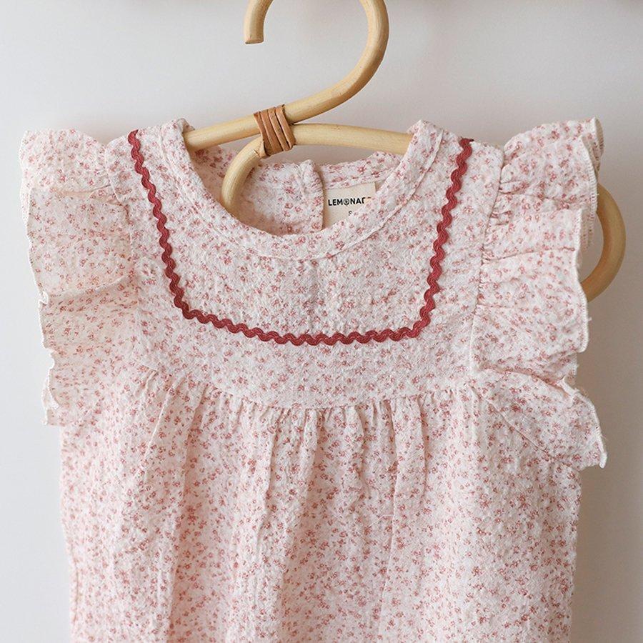 BABY FLORAL SHORT SLEEVE ROMPER WITH HAT
