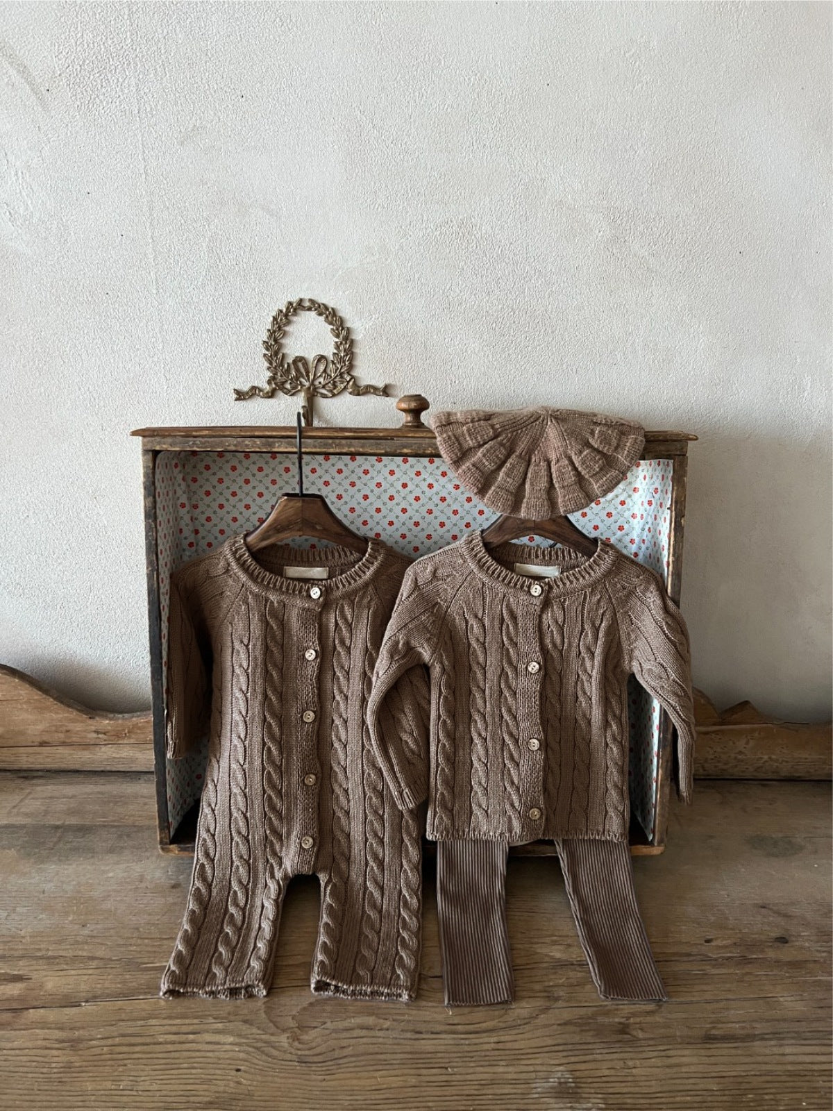 BABY COZY KNIT ROMPER WITH HAT