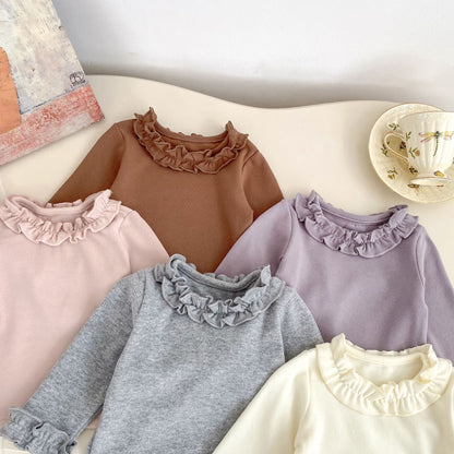GIRLS ROUND NECK RUFFLE LONG SLEEVE