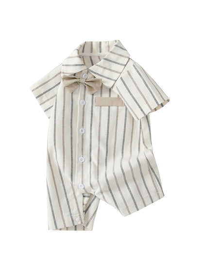 BABY BLUE STRIPED FORMAL ROMPER