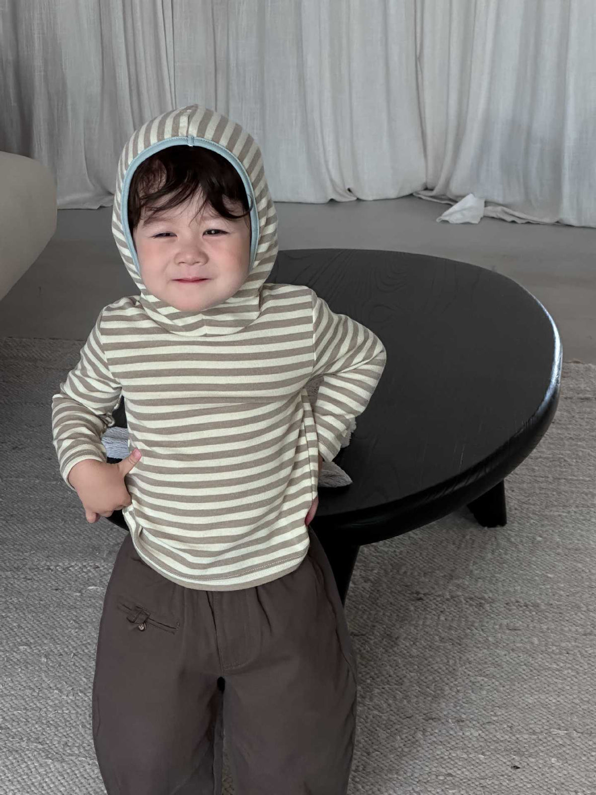 STRIPED TURTLENECK INNER HOODIE