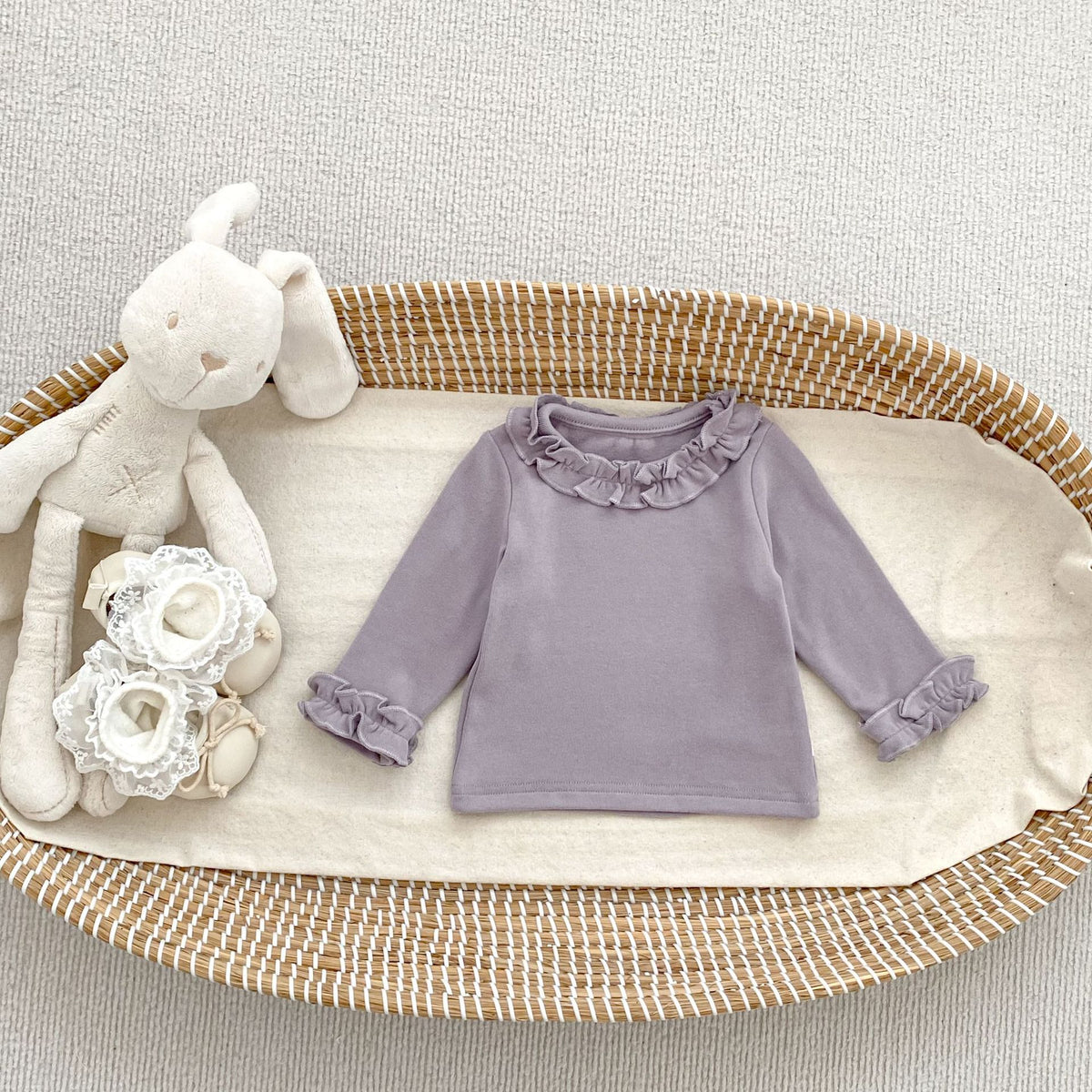 GIRLS ROUND NECK RUFFLE LONG SLEEVE