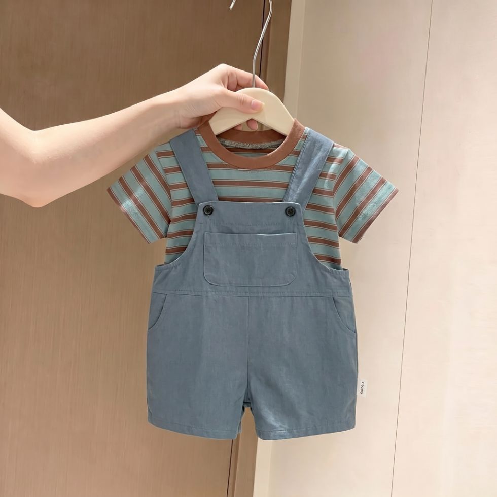 BABY SUMMER STRIPED OVERALLS