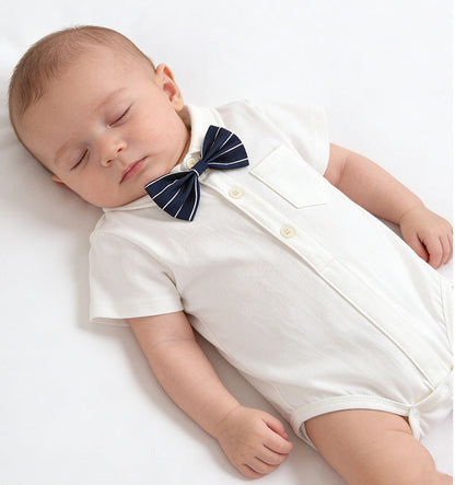 BABY SHORT SLEEVE WHITE SHIRT WITH TIE