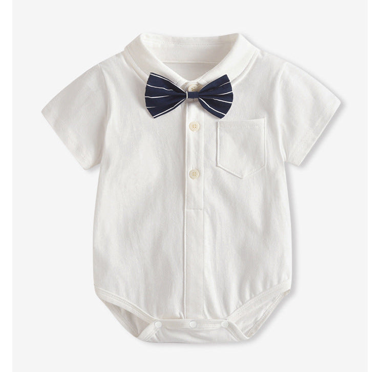 BABY SHORT SLEEVE WHITE SHIRT WITH TIE