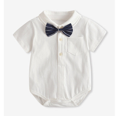 BABY SHORT SLEEVE WHITE SHIRT WITH TIE