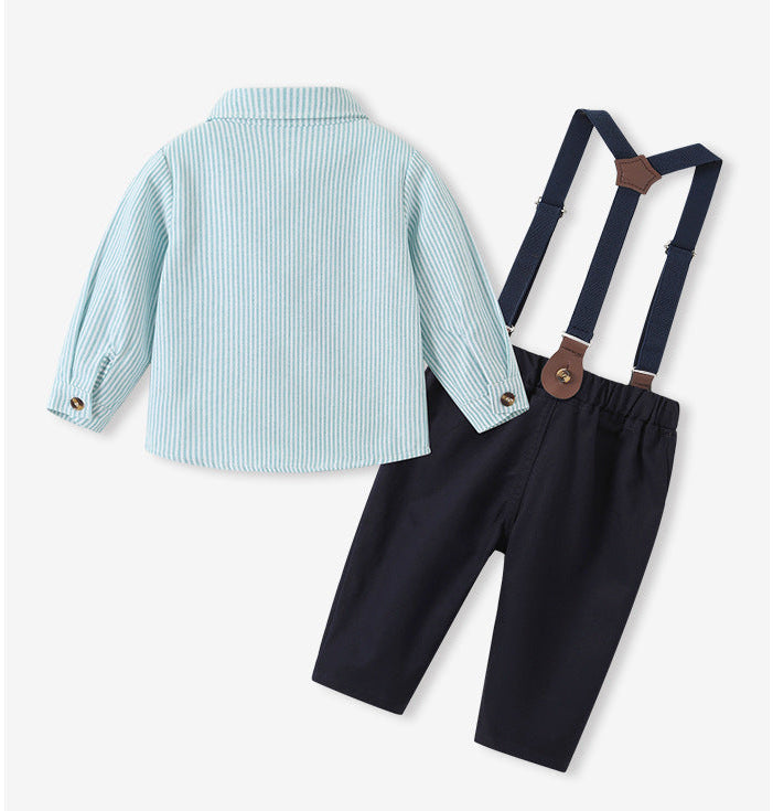 GREEN STRIPED FORMAL LONG SLEEVE SET