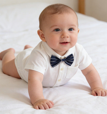 BABY SHORT SLEEVE WHITE SHIRT WITH TIE