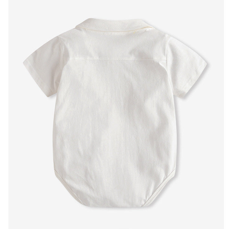 BABY SHORT SLEEVE WHITE SHIRT WITH TIE