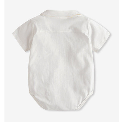 BABY SHORT SLEEVE WHITE SHIRT WITH TIE