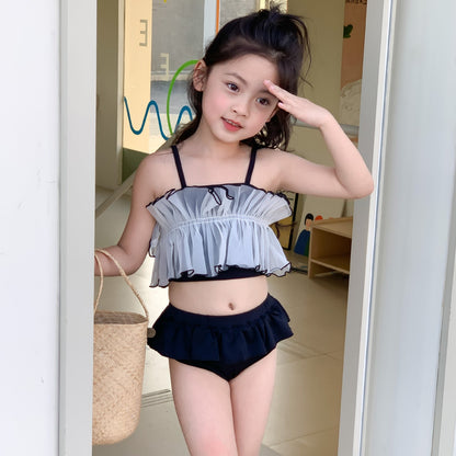 Mesh Top Ruffle Two-Piece Swimsuit