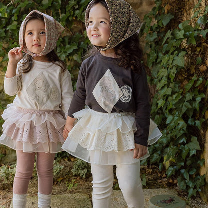 [SWEET SALE] Leggings Mesh Embroidered Puffy Skirt