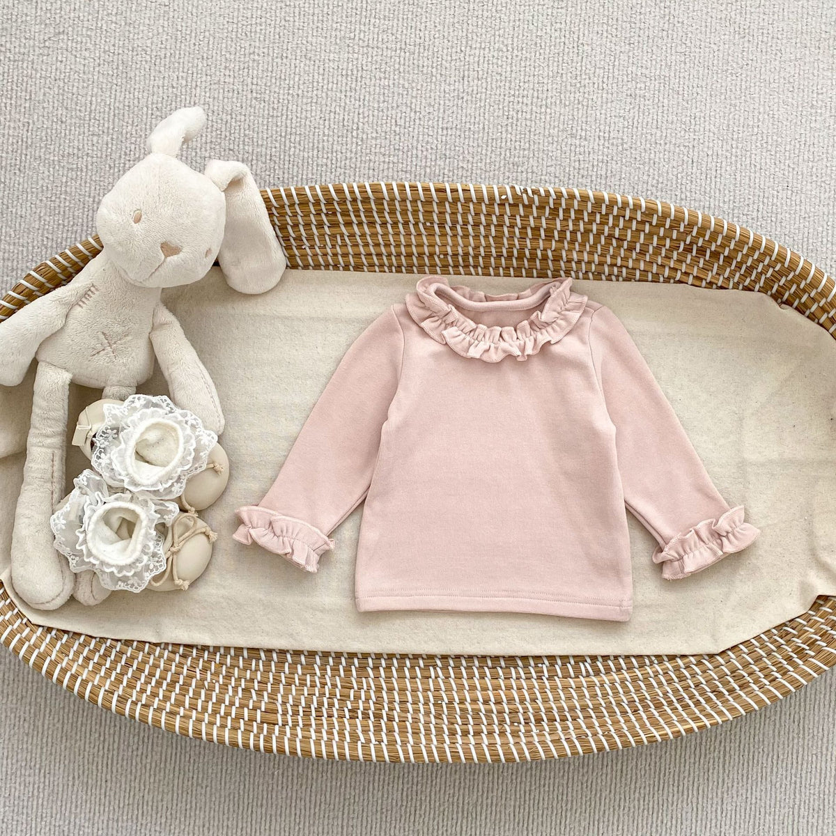 GIRLS ROUND NECK RUFFLE LONG SLEEVE
