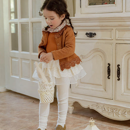 [SWEET SALE] Leggings Mesh Embroidered Puffy Skirt