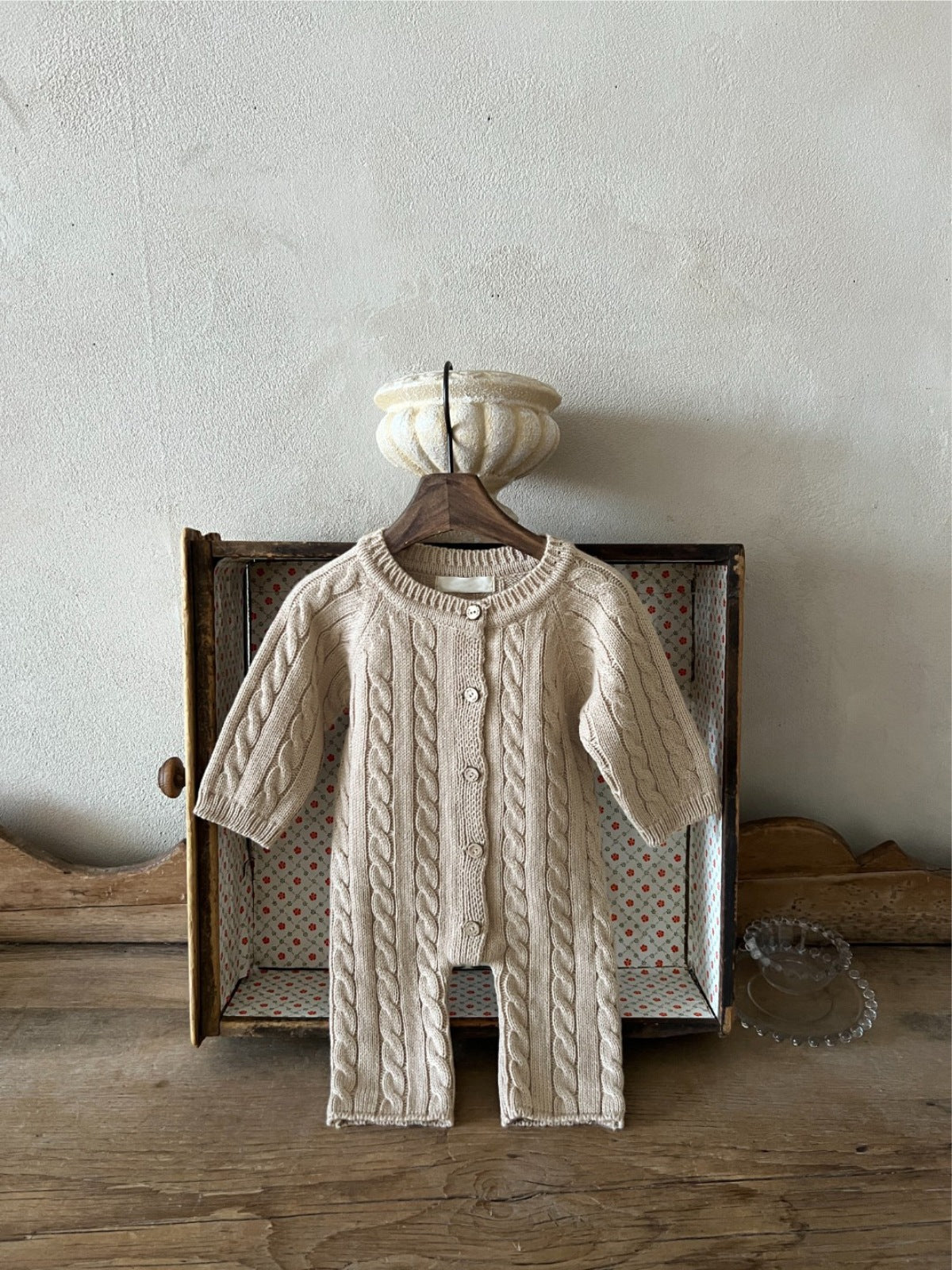 BABY COZY KNIT ROMPER WITH HAT