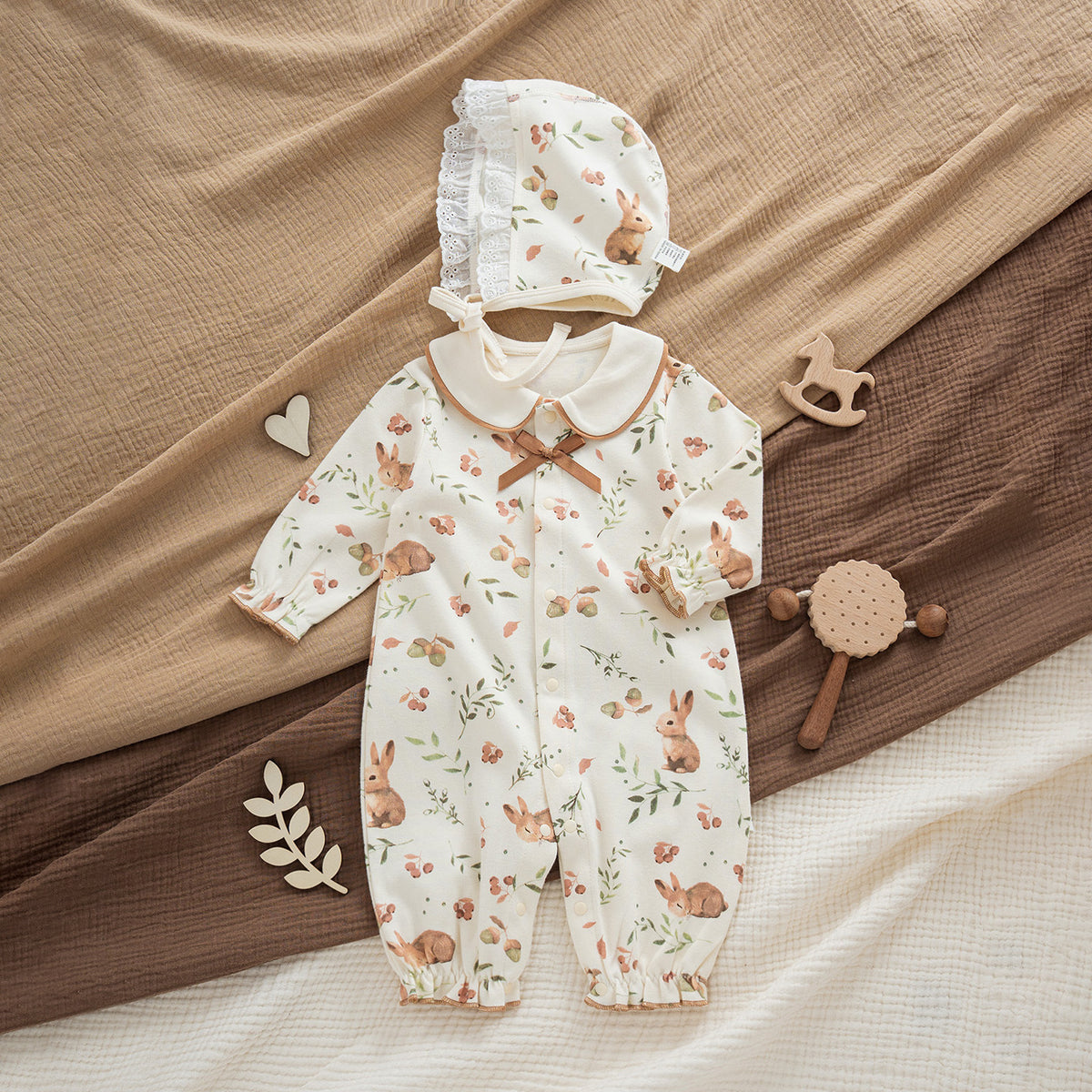 BABY LONG SLEEVE ROMPER SETS WITH HAT