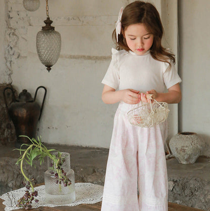 Fringe Cotton Short Sleeve T-shirt- WHITE