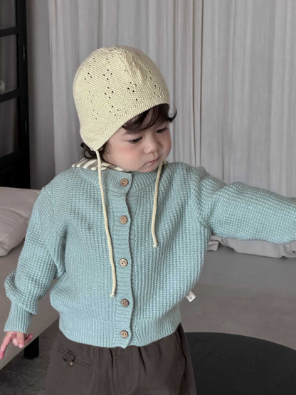 WOOD BUTTON KNIT CARDIGAN