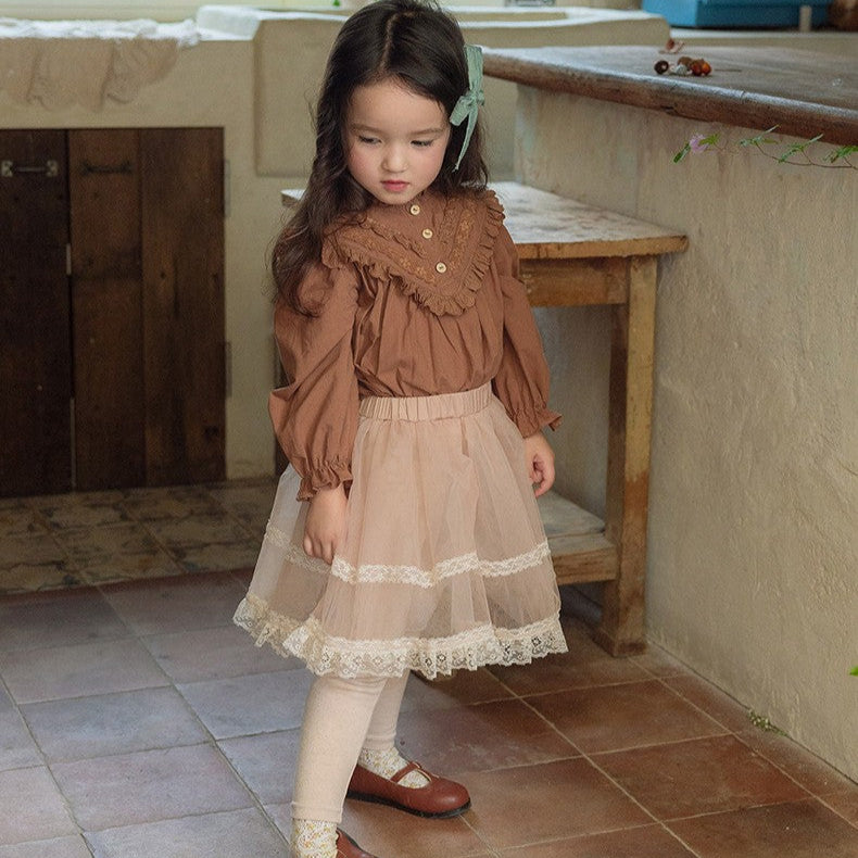 Lace Mesh Puffy Skirt with Leggings