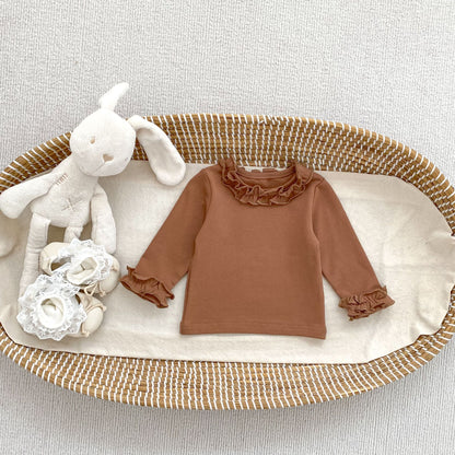 GIRLS ROUND NECK RUFFLE LONG SLEEVE