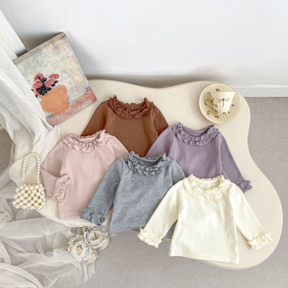 GIRLS ROUND NECK RUFFLE LONG SLEEVE