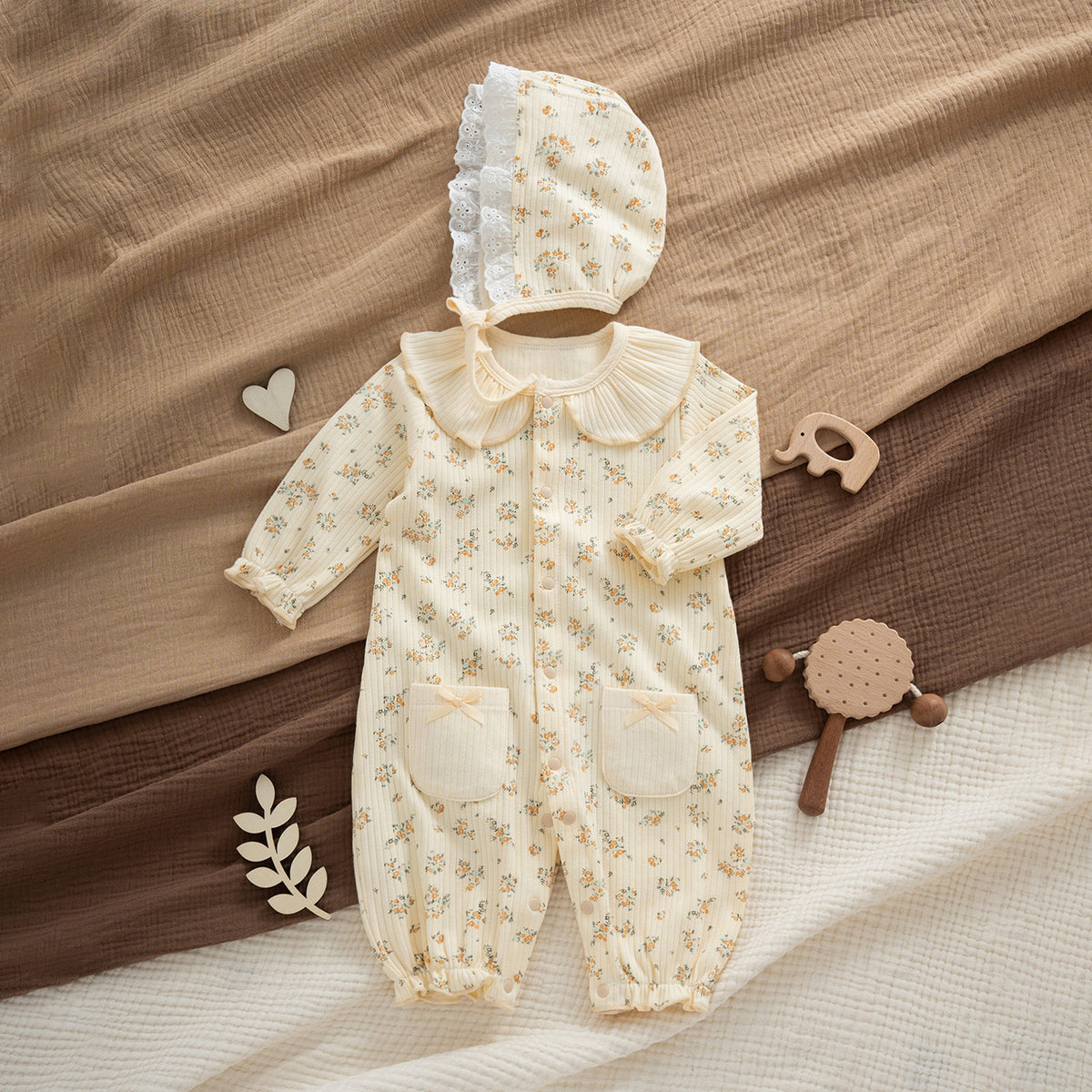 BABY LONG SLEEVE ROMPER SETS WITH HAT