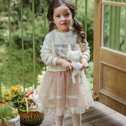 Lace Mesh Puffy Skirt with Leggings