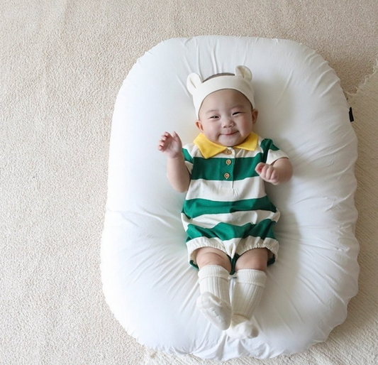 BABY GREEN STRIPE SHORT SLEEVE ROMPER