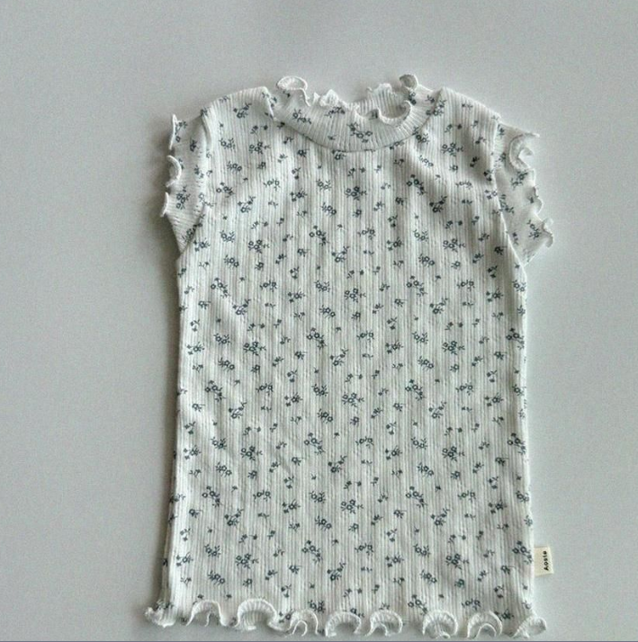 GIRLS LETTUCE EDGE FLORAL T-SHIRT