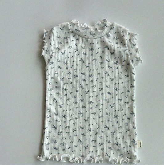 GIRLS LETTUCE EDGE FLORAL T-SHIRT