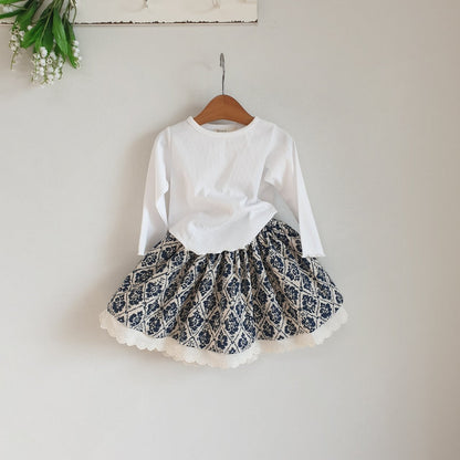 GIRLS PAISLEY PRINT RUFFLE SKIRT