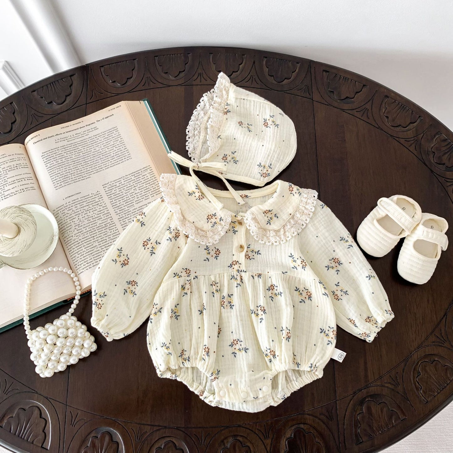 BABY FLORAL FRILL ROMPER WITH HAT