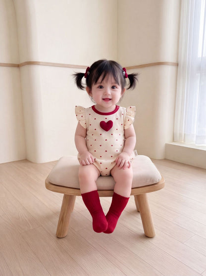 BABY SHORT SLEEVE HEART ROMPER