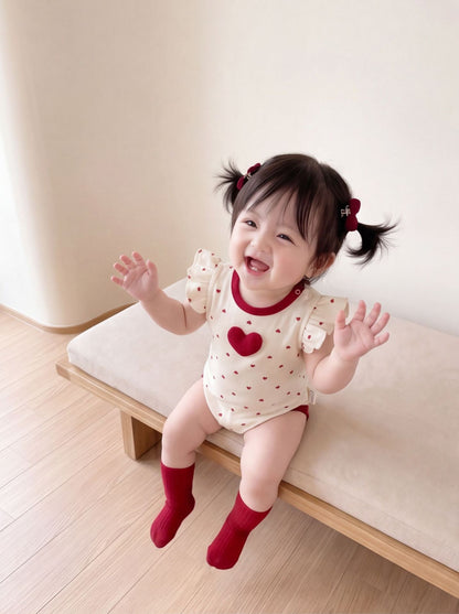 BABY SHORT SLEEVE HEART ROMPER