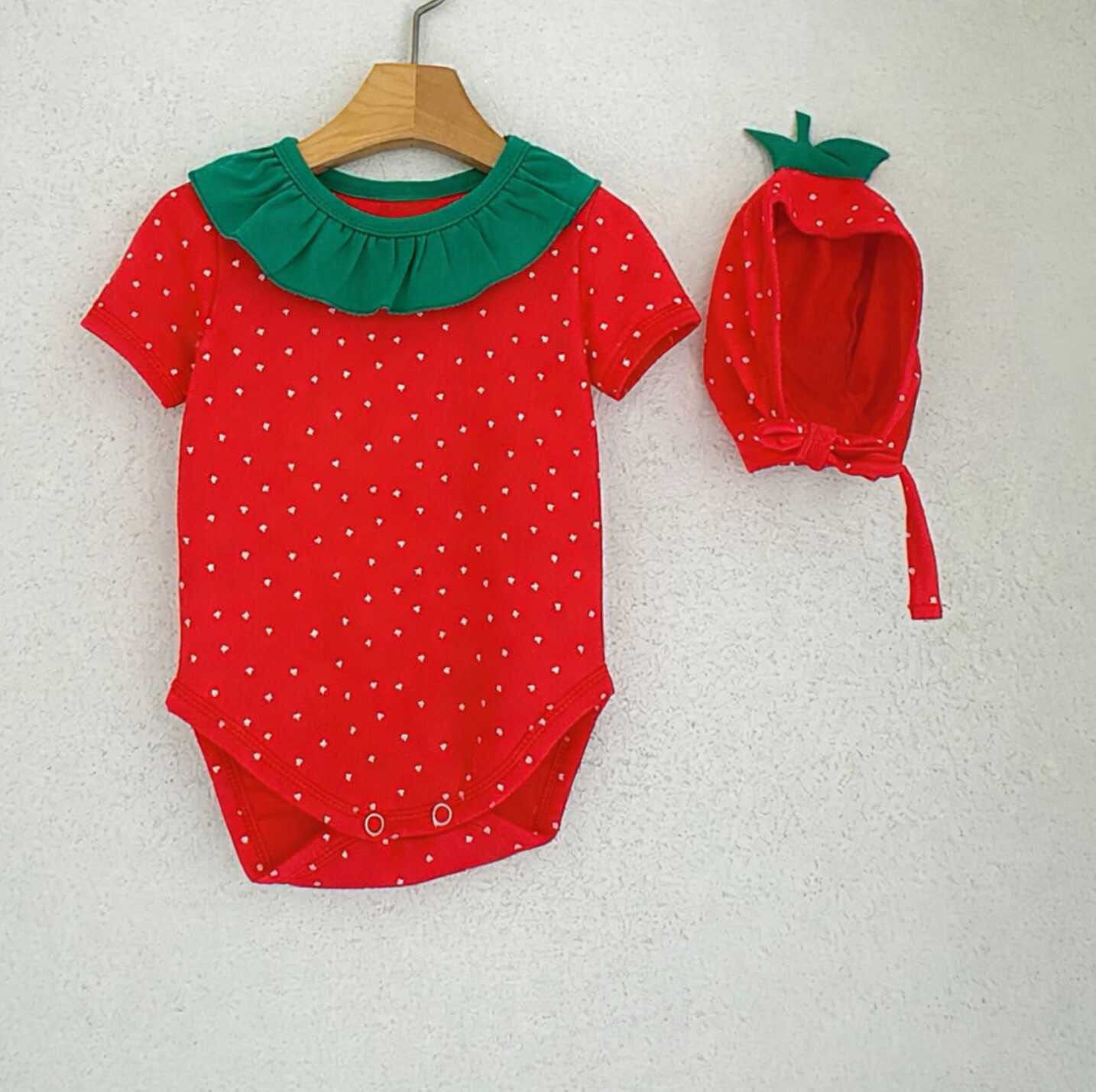 BABY STRAWBERRY ROMPER WITH HAT